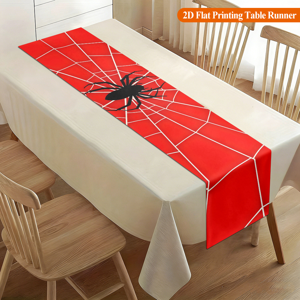 Christmas Table Runner - 1 szt. Pajęczyna z czerwonym pająkiem,