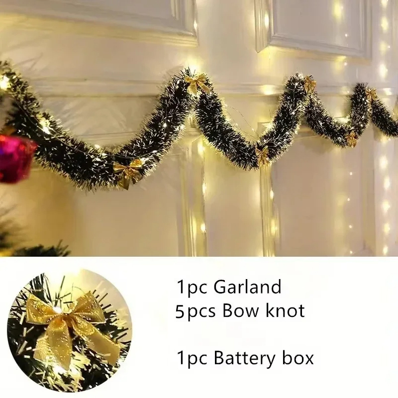 Tinsel Garland Decoration - 2-metrowa girlanda świąteczna LED z błyszczącej