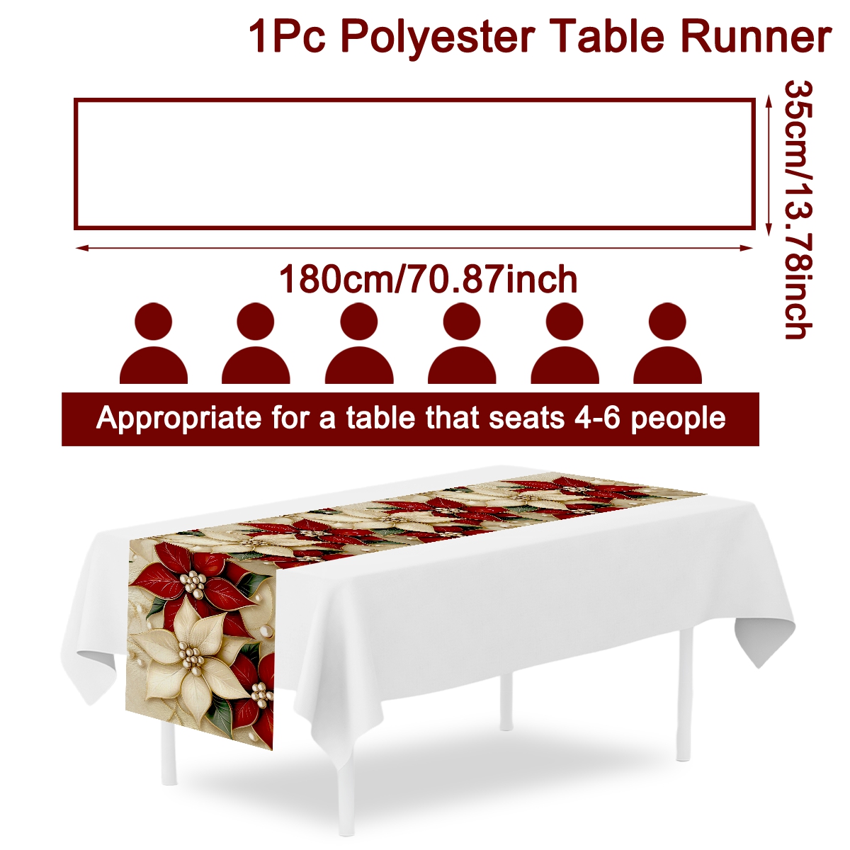 Obrus na stół z motywem kwiato – Christmas Table Runner recenzja i cena