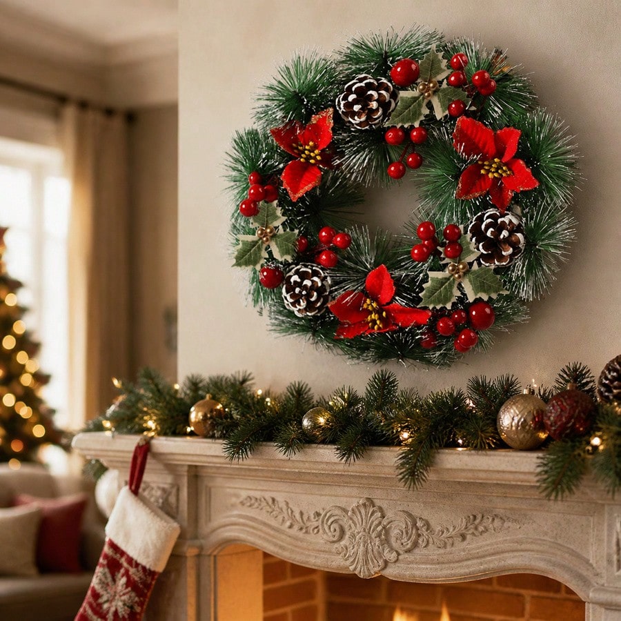 1 szt. świąteczny wieniec na d – Christmas Wreath Fake recenzja i cena